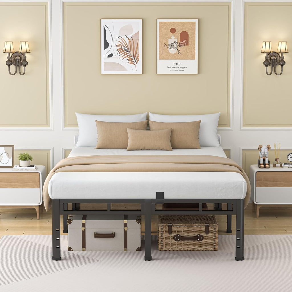 NKZ 24-Inch Full Size Bed Frame - Heavy Duty Metal Platform with Round Corner Legs & Noise-Free Design