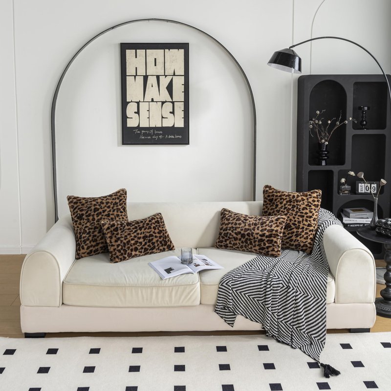 AGOKABA Leopard Print Faux Fur Throw Pillow Covers, 12x20 Inch, Set of 2, Soft Plush Animal Print Decorative Lumbar Cushion Cases for Sofa Bed Chair | Safari-Inspired Decor in Warm Terracotta Brown