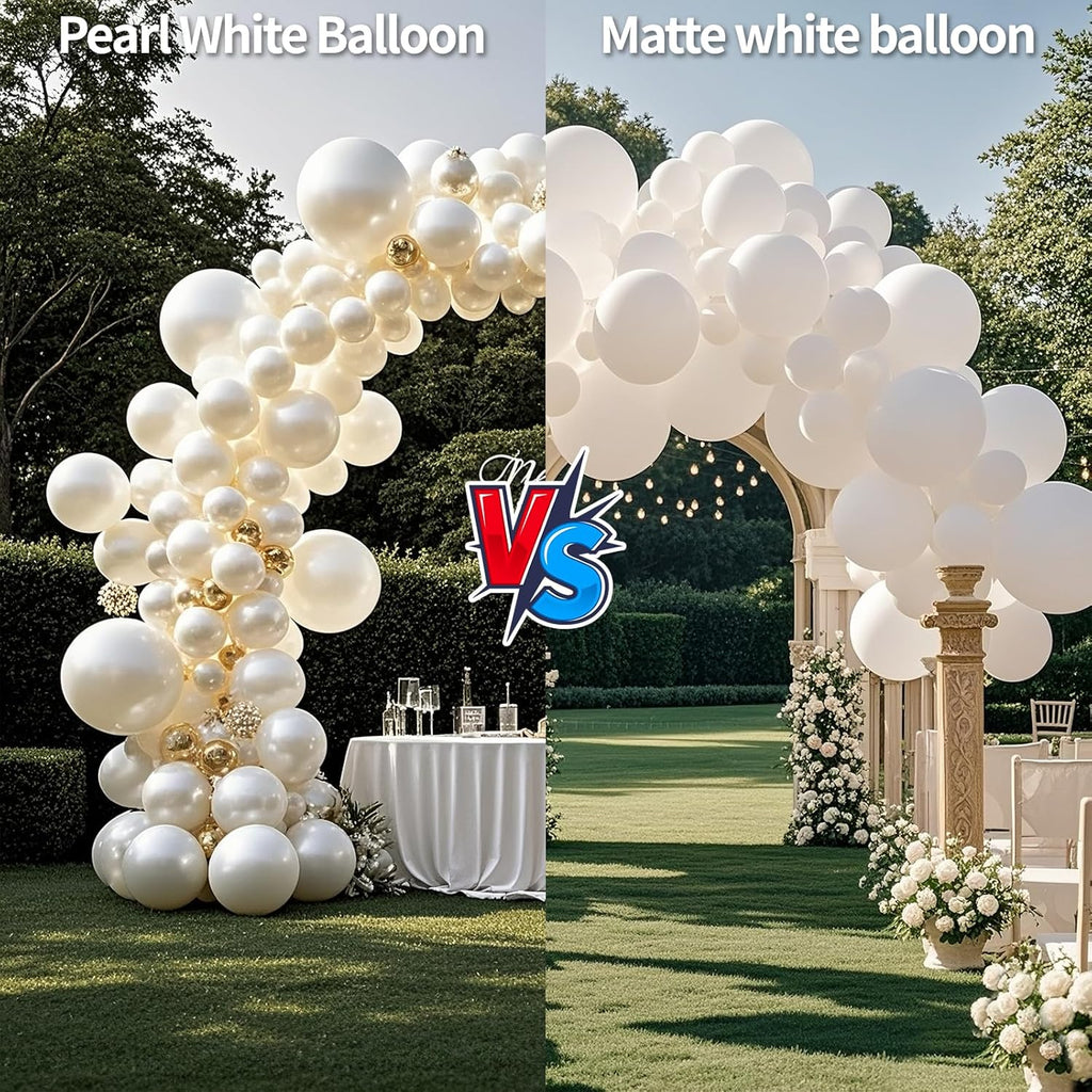 Pearl White Balloons - 12 Inch Latex Party Balloons for Weddings, Showers & Celebrations
