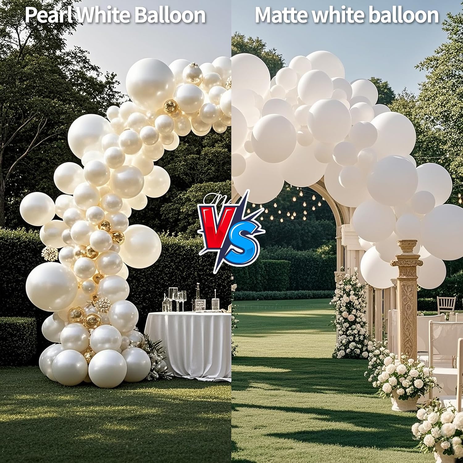 Pearl White Balloons - 12 Inch Latex Party Balloons for Weddings, Showers & Celebrations