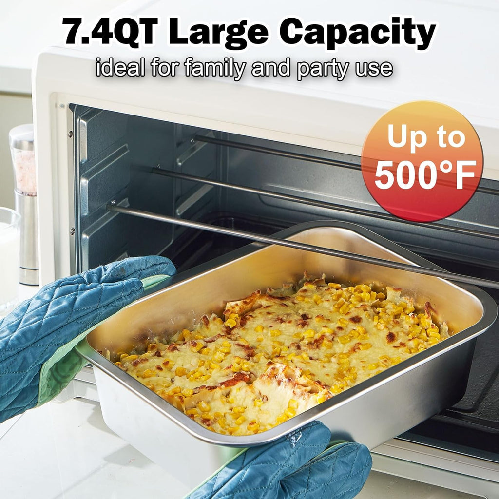 Skiennix 4 Inch Extra Deep Lasagna Baking Pan - 11x14 Inch Nonstick Stainless Steel with Lid | 7.4QT Capacity