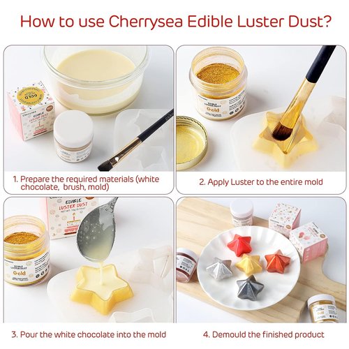 Cherrysea Silver Edible Luster Dust - Tasteless Food Grade Cake Dusting Powder | 10 Grams for Baking