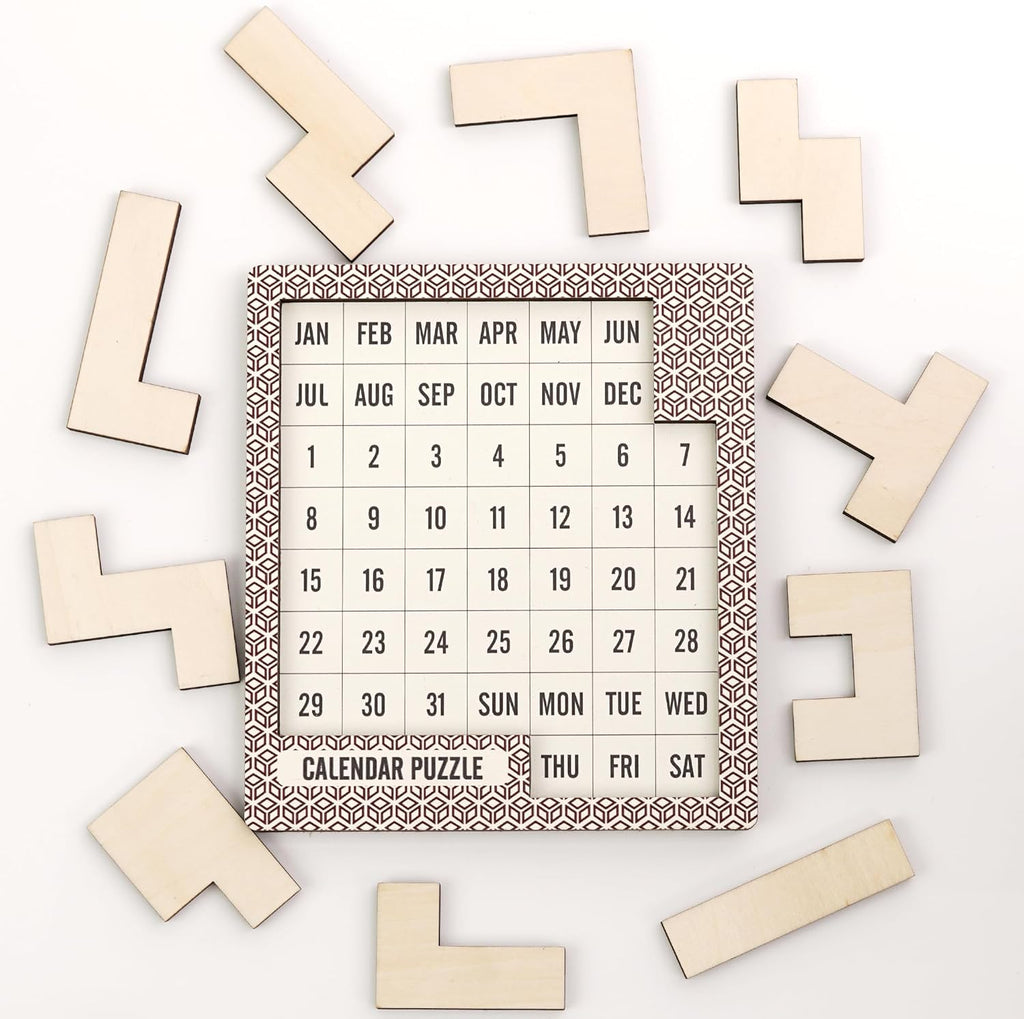 Skiennix Daily Calendar Puzzle - Challenging Wooden Puzzle for Adults | Perfect Easter & Christmas Gift (1 Pack)