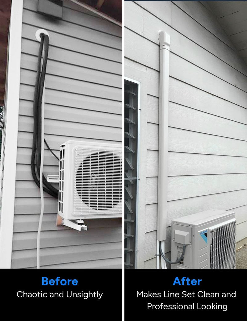 Toutgood 4'' 23Ft Mini Split Line Set Cover Kit for Minisplit Ductless Linset Air Conditioners and Heat Pumps, Central AC Decorative Upgraded UV-Proof Strong & Durability PVC Pipe