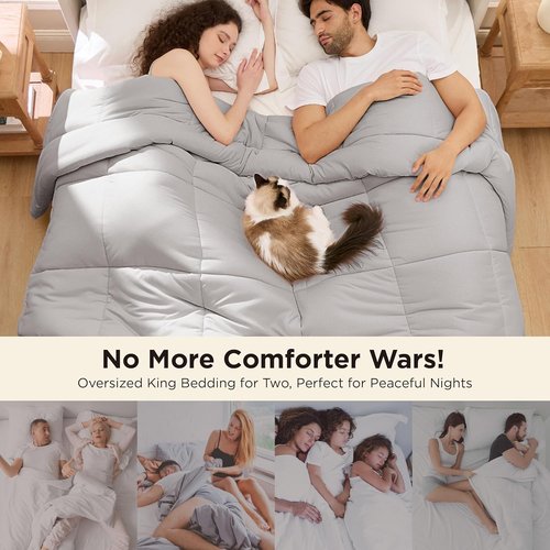 Bedsure Comforter Duvet Insert - Quilted Cal King Size Down Alternative Bedding, Light Grey | All Season Comforter with 8 Tabs