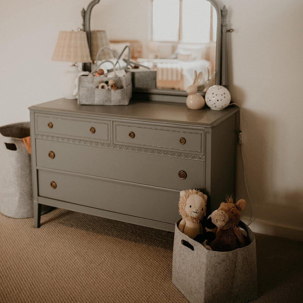 Parker Baby Felt Foldable Storage Cube - 11-Inch Nursery Organizer Bin for Toys & Closets - Oatmeal