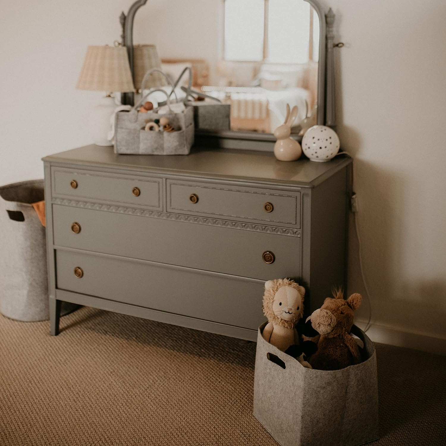Parker Baby Felt Foldable Storage Cube - 11-Inch Nursery Organizer Bin for Toys & Closets - Oatmeal