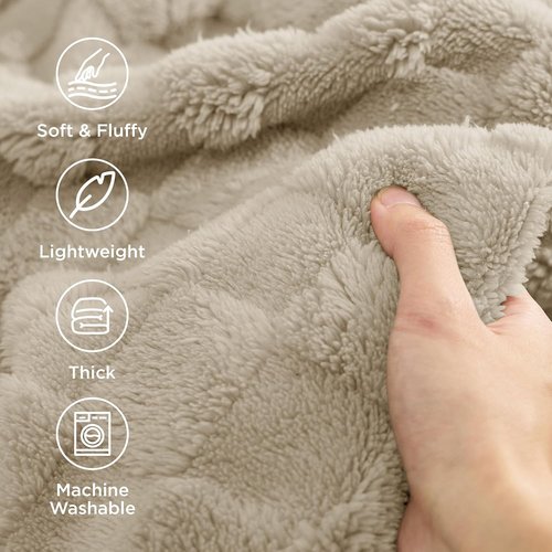 Bedsure GentleSoft Throw Blanket - Cozy Checkered Fleece for Couch & Bedroom Decor | Beige, 50x60 Inches