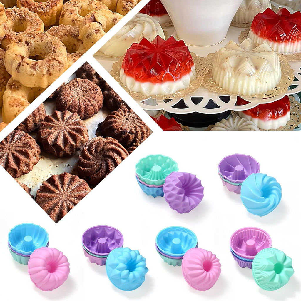 Skiennix Silicone Donut Mold - 24-Pack Nonstick Baking Cups | 3-Inch Oven & Dishwasher Safe