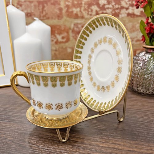 Bard's Ornate Shiny Gold-toned Cup and Saucer Stand, 3" H x 2.75" W x 4" D, Pack of 2