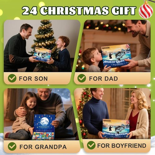 Fishing Advent Calendar 2026 - 24-Day Countdown Fishing Lure Tackle Kit for Men | Perfect Christmas Gift for Dad or Boyfriend