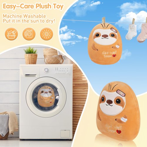 SEAOPOP Get Well Soon Plush - 7.8 Inch Sloth Plush Pillow Soft, Cute Stuff Animals Plushies Toys Gift for Girls Kids Women Recovering Patient