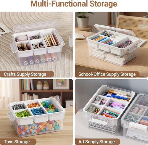 40Qt Clear Plastic Storage Bins by [Brand Name] - Stackable Organizers with Lids & Dividers | 2-Pack for Home & Car Organization
