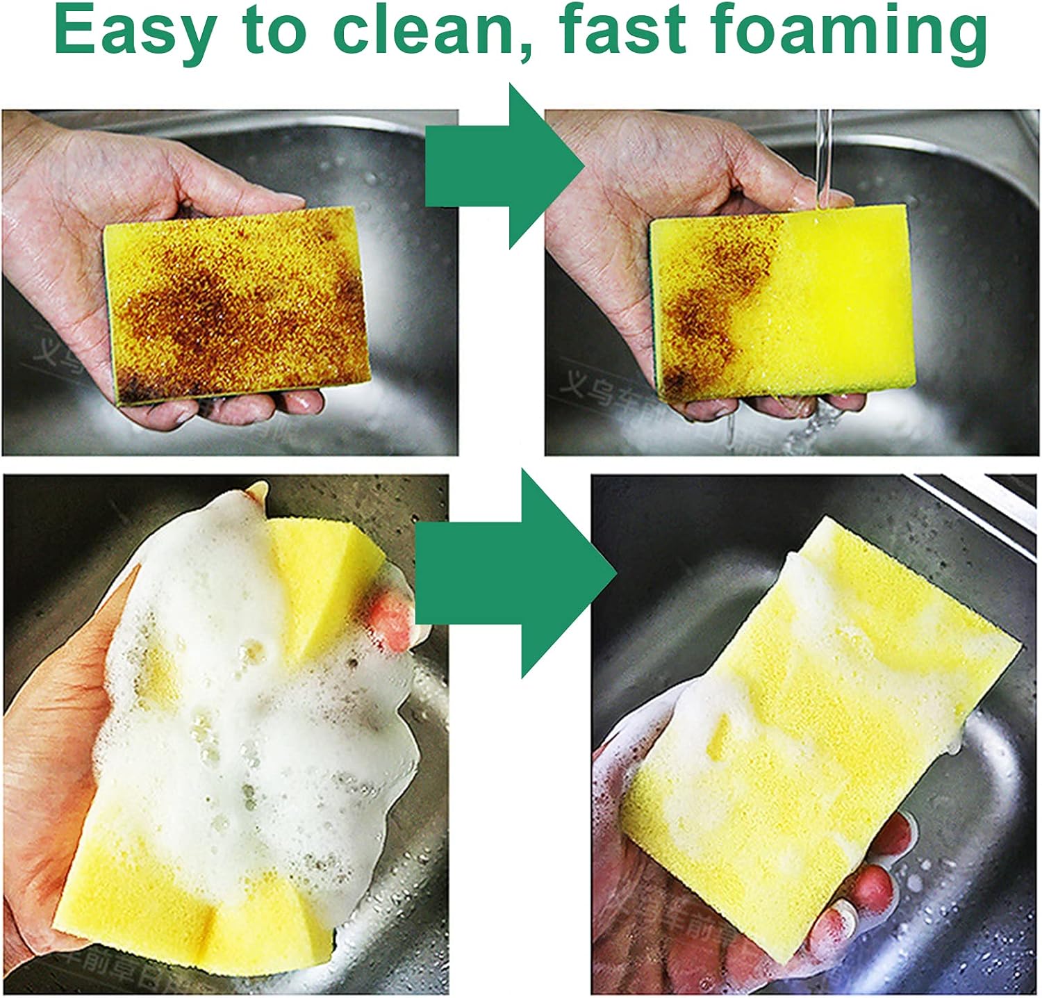 Regine Switzerland Kitchen Cleaning Sponges - 36-Pack Odor-Free Non-Scratch Dishwashing Pads