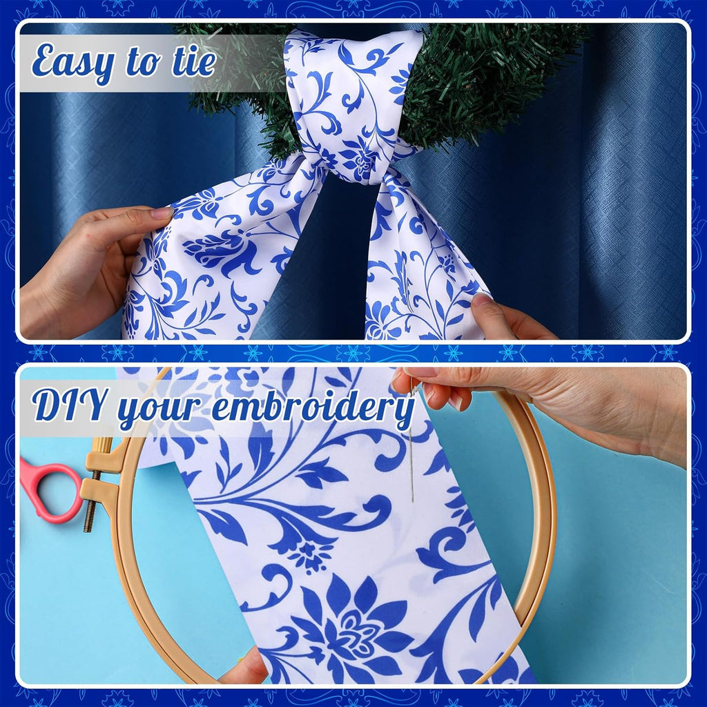 VitalCozy Wreath Sash Set - Elegant Blue Ribbon for Indoor/Outdoor Decor | 4.5" W x 56" L