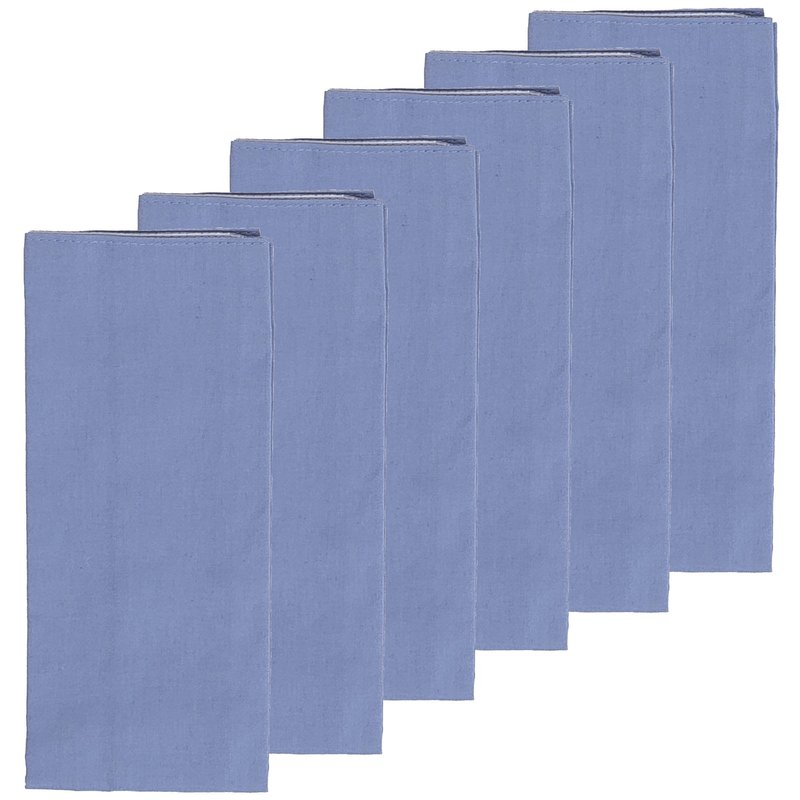 C&F Home Solid Periwinkle Reversible Cotton Machine Washable Napkin Set of 6 Napkin Blue