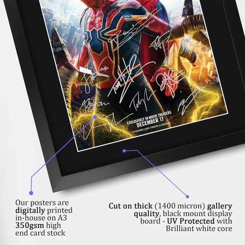 HWC Trading Spider-Man Movie Poster - Tom Holland Signed Framed Print | 16" x 12" Autographed Display