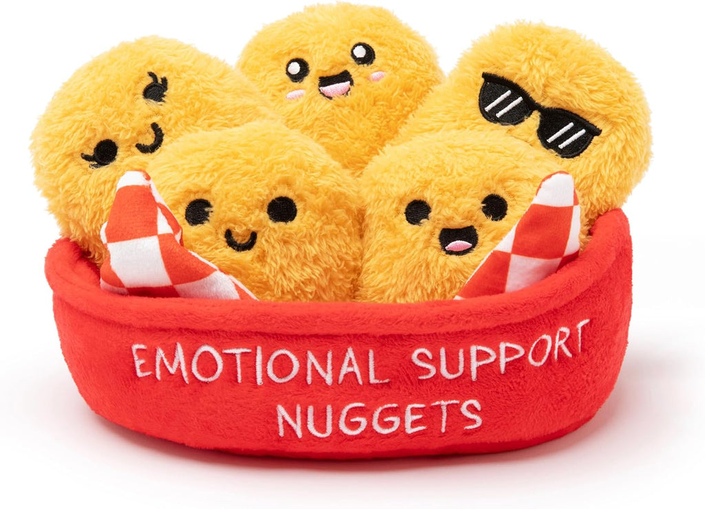 Relatable Emotional Support Chicken Nuggets - Cuddly Plush Toys for All Ages | Set of 5 with Basket
