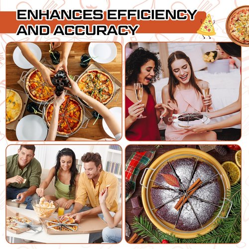 2 Pieces Pie Cutter Cake Marker Round 10.6 Inches Diameter Stainless Steel Cake Cutter Slicer Rust Proof, Divider with Side Handle Press for Commercial Home(8 Slice)