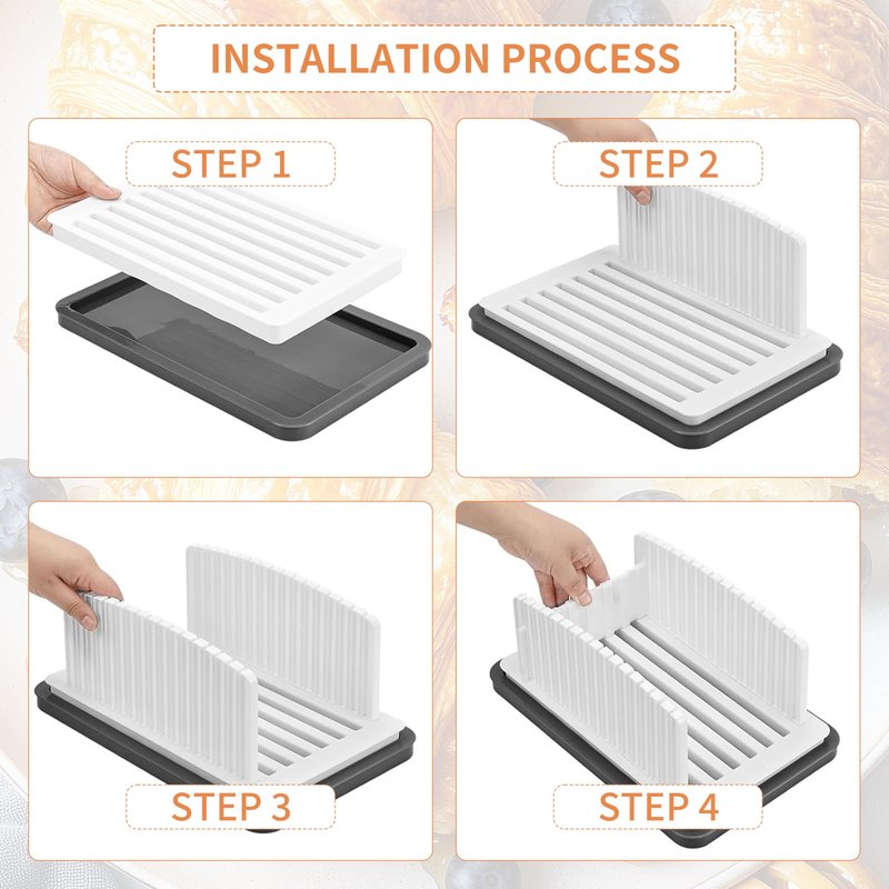 New Upgrade Bread Slicer for Homemade Bread, Bread Slicing Guide Adjustable Width with Grey Crumb Tray, Foldable Compact Cutting Guide for Homemade Bread,Bagels,Loafs,Cakes, Kitchen Gifts, White