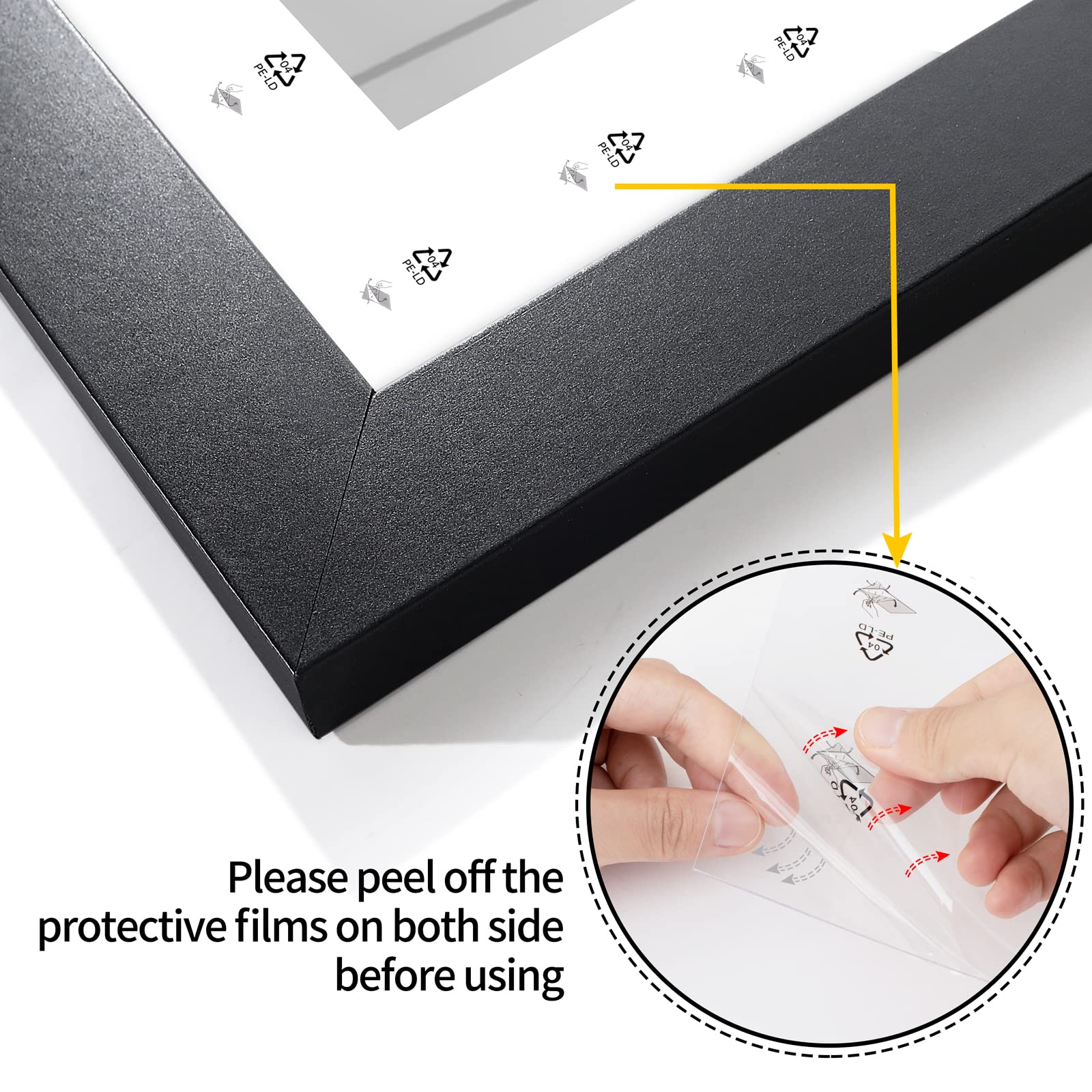 LaVie Home 30 x 30 Picture Frame Black Poster Frame, Display Pictures 24x24 with Mat or 30x30 Without Mat, Frame and Polished Plexiglass, Suitable for Photos, Artworks, Posters