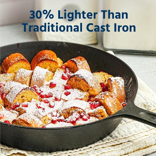 COOKLIFE 10-Inch Pre-Seasoned Cast Iron Skillet - Lightweight, Easy to Clean, Versatile for Oven, Stove & Grill