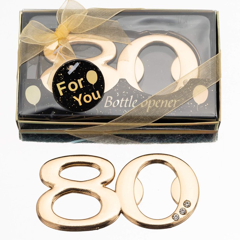 YKLIGTN 24PCS Latest 80 Bottle Openers for 80th Birthday Party Favors or Wedding Anniversary Party Gifts Souvenirs Decorations for Guests