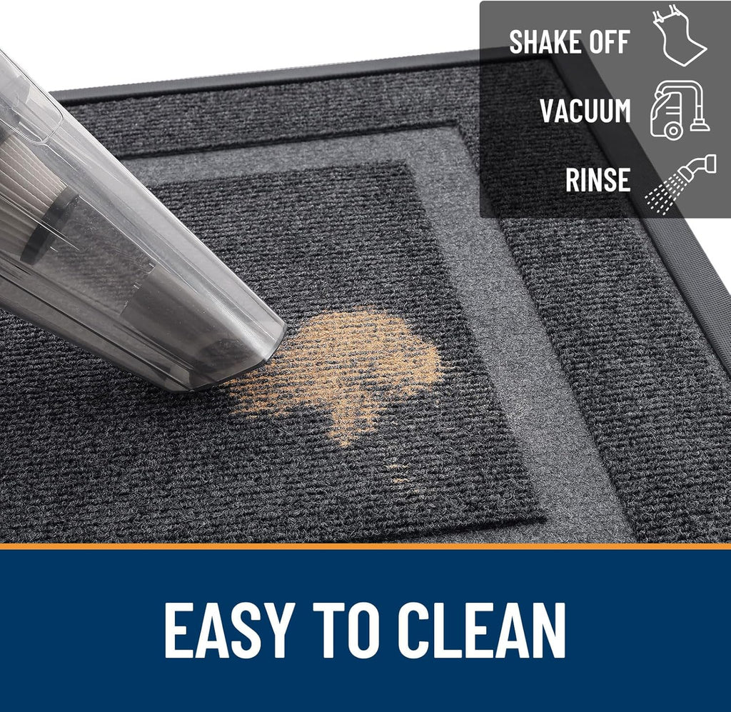 OLANLY Indoor Outdoor Front Door Mat - Waterproof All-Weather Doormat, Easy Clean, 36x24, Grey