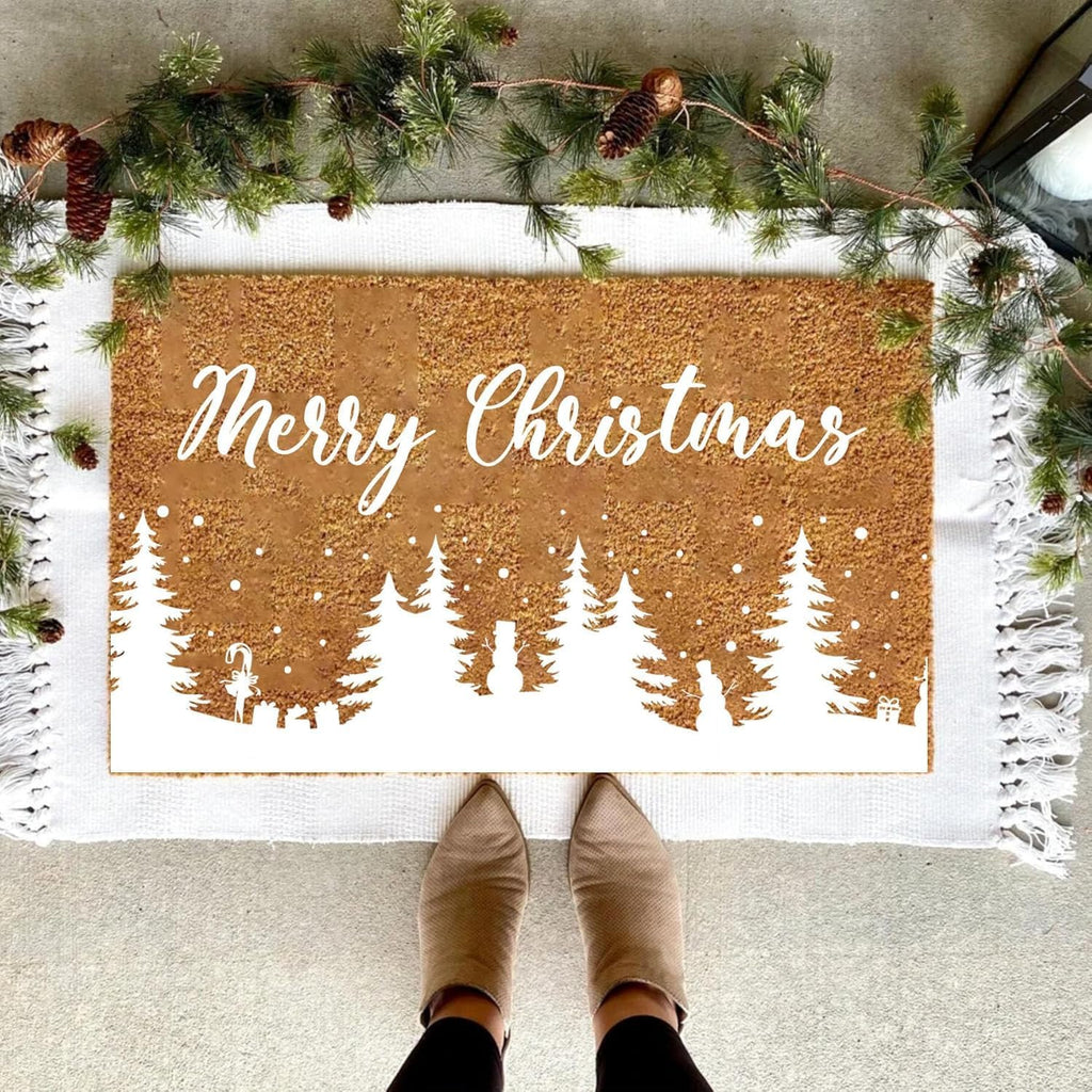 Skiennix Christmas Stencils - Large Reusable Winter Forest House Village Templates | 53.1” for Window Glass Crafts