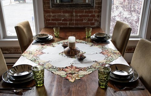 Fall and Maple Leaf Square Thanksgiving Table Topper Small Tablecloth (33 Inch Square)