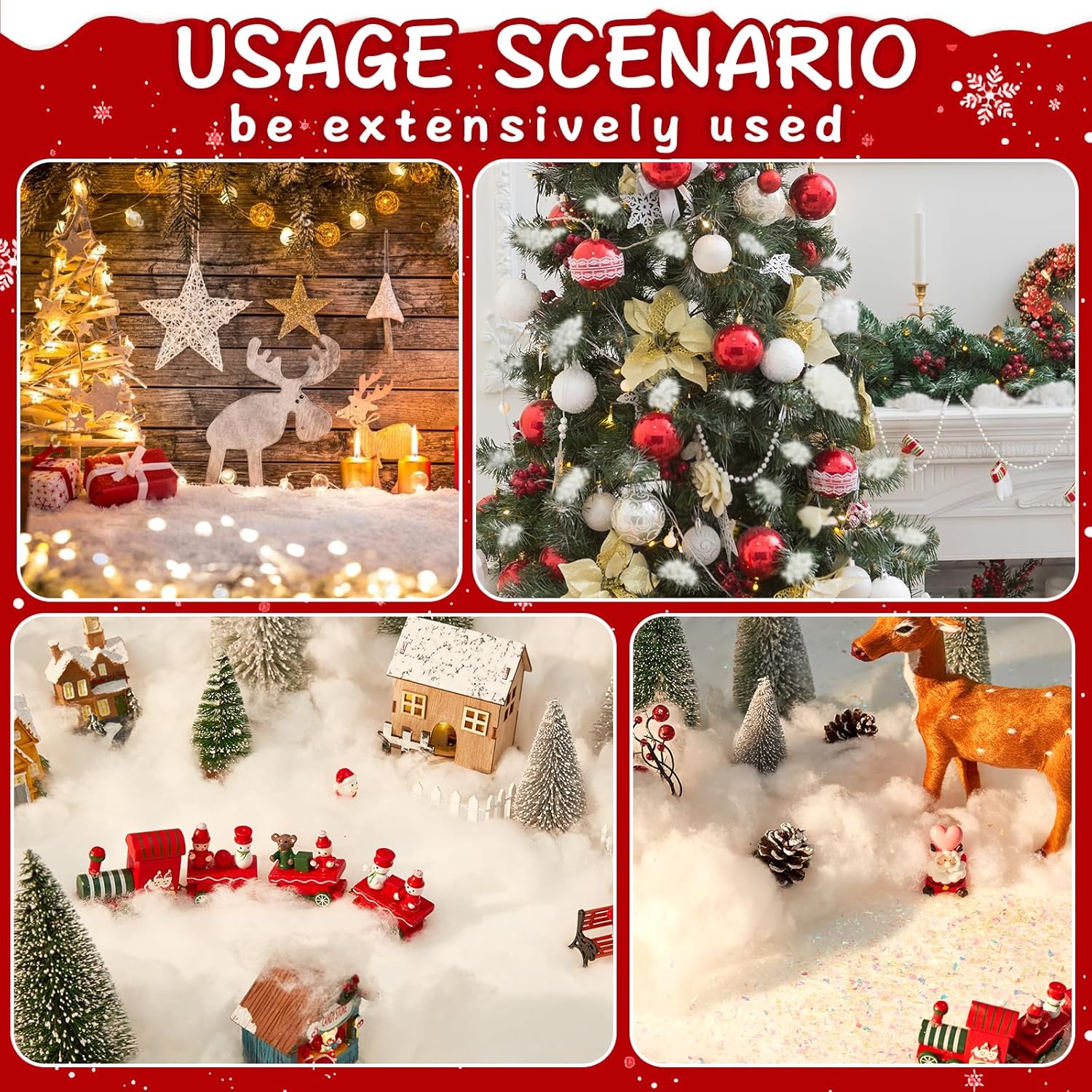Skiennix Christmas Fake Snow - Soft Fluffy Snowflakes for Winter Wonderland | 3-Piece Set
