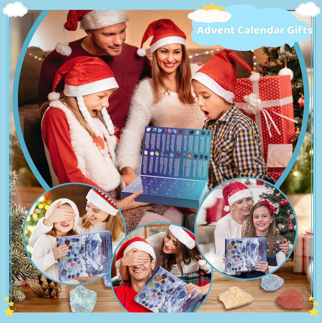 ZHIYUXI Crystal Advent Calendar 2025 - Rock Collection with 24 Gemstones for Christmas Countdown