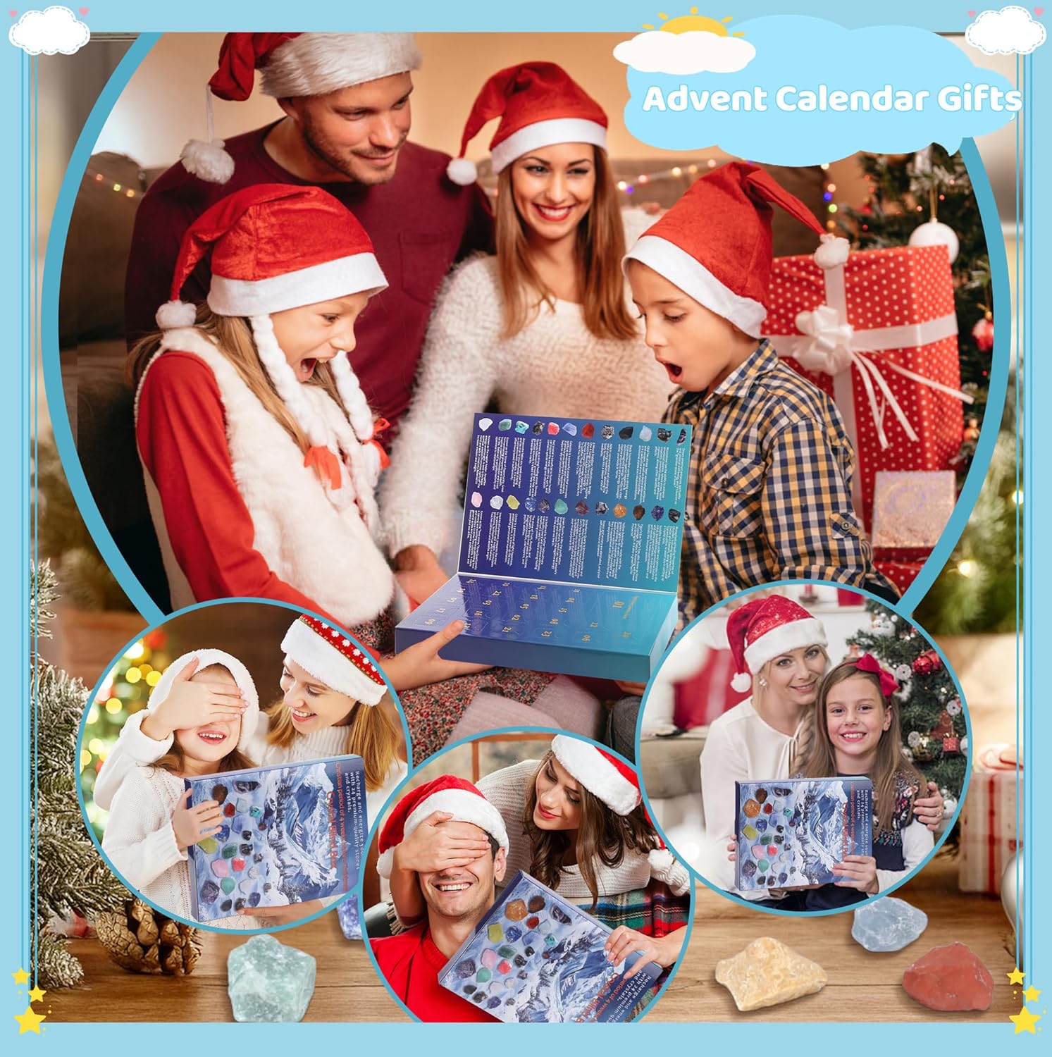 ZHIYUXI Crystal Advent Calendar 2025 - Rock Collection with 24 Gemstones for Christmas Countdown