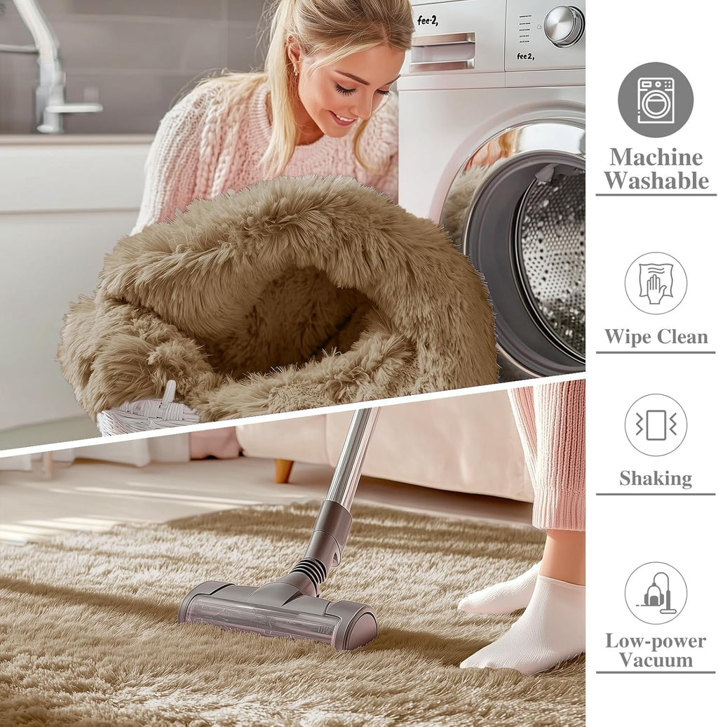 OLANLY Large Area Rug - Soft Fluffy Shaggy Carpet for Living Room & Bedroom | 6x9 Feet, Taupe