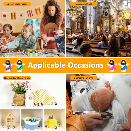 Mini Jesus Figures by [Brand Name] - 110PCS Religious Figurines for Easter Egg Stuffers & Party Favors | 2 Styles
