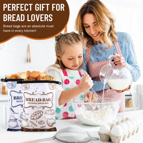 Bread Bags, 2 Packs Bread Bags for Homemade Roti, Reusable Sourdough Storage Bag With Zipper, Large Freezer Container Bread Boxes to Keep Roti Fresh