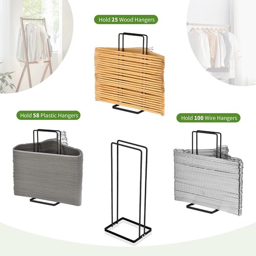 EASTTOWEST Hanger Organizer - Sturdy Black Carbon Steel Rack for 110 Wire Hangers | Closet & Laundry Room Storage
