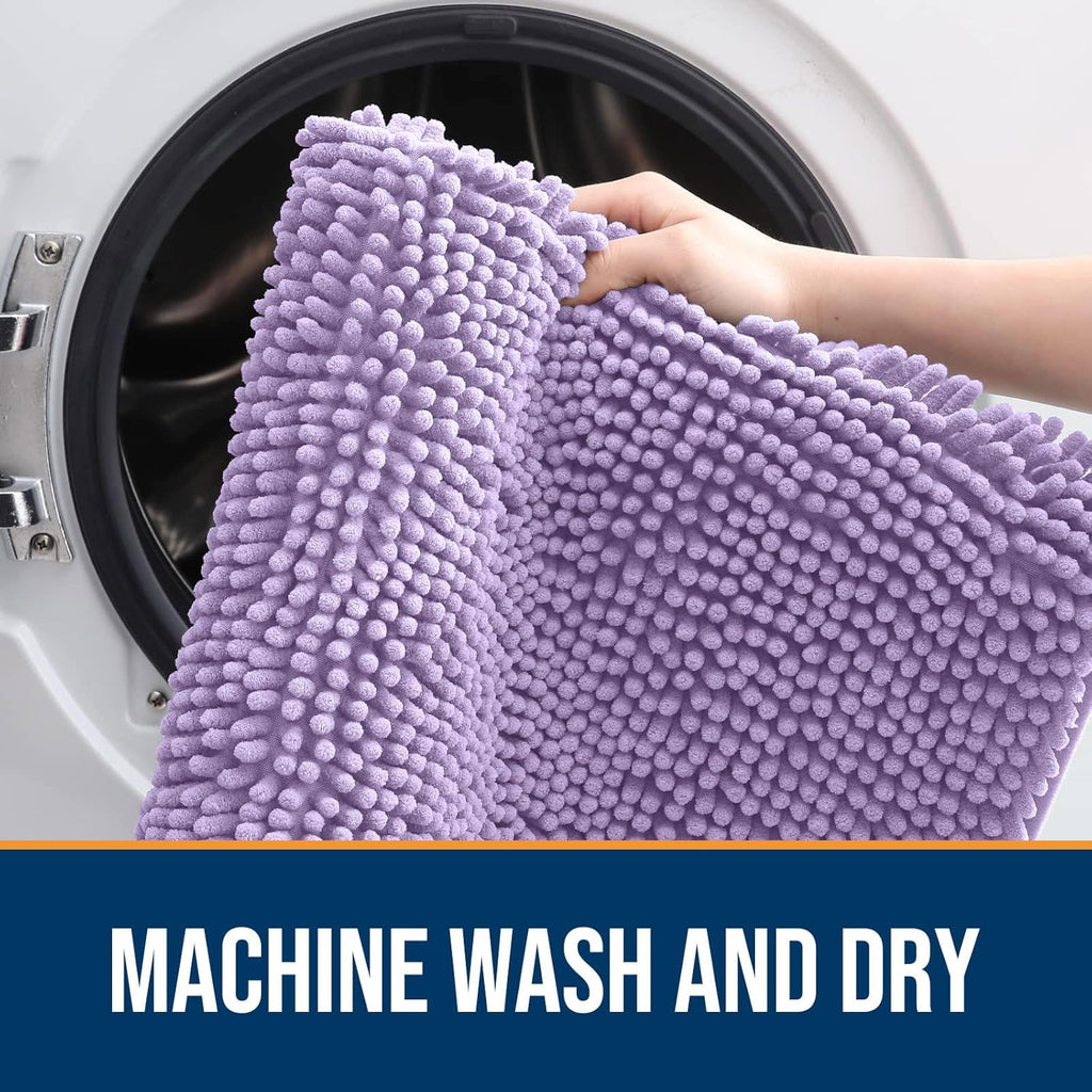 OLANLY Dog Door Mat - Absorbent Non-Slip Washable Chenille Mat for Muddy Paws | 70x24, Lavender