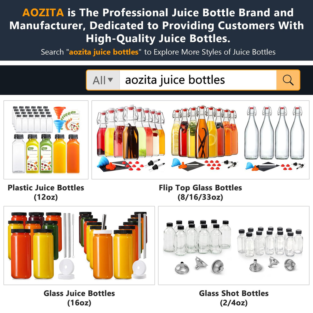12 Pack, 12 OZ Reusable Plastic Juice Bottles with Caps, Plus 12 Labels & 2 Silicone Funnels - Clear Juicing Bottles for Juice, Smoothies, Ginger, Tea, Coffee - Food Grade & Leakproof Travel Bottles