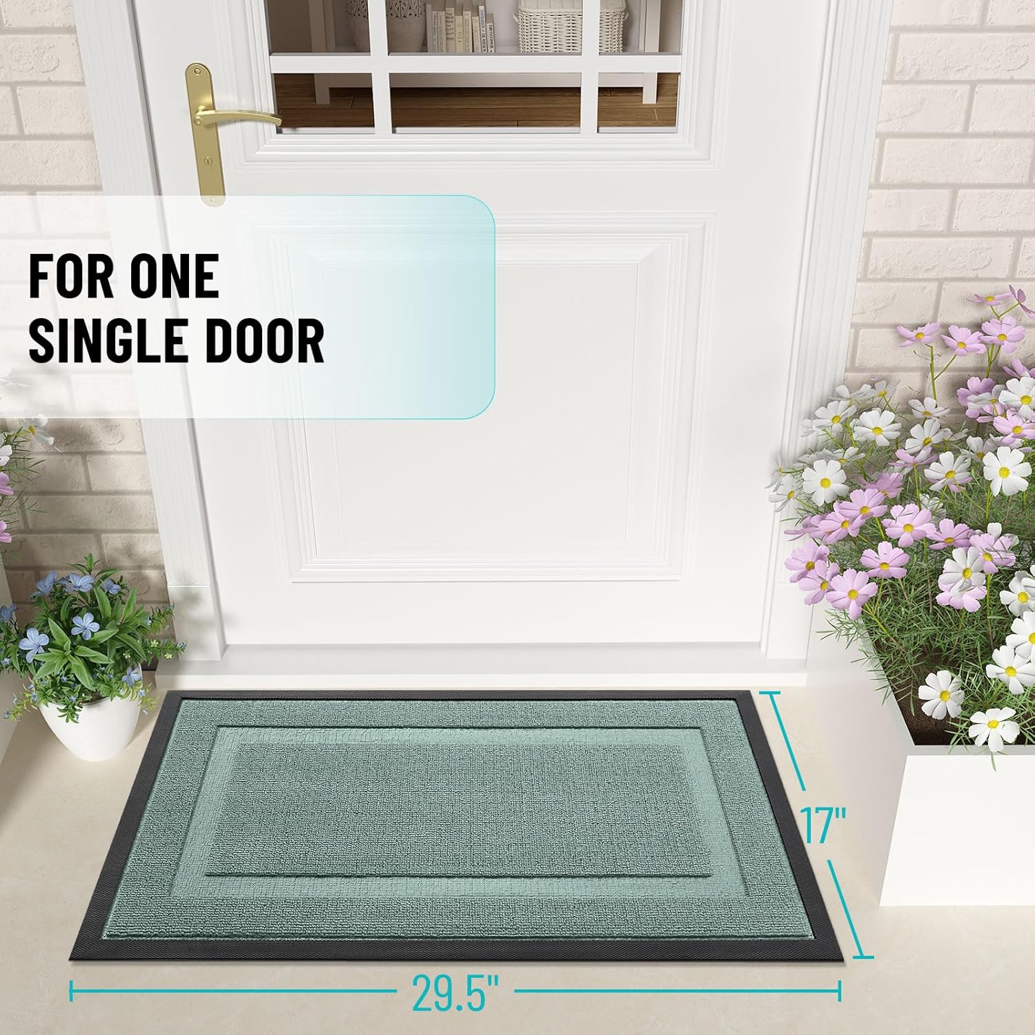 OLANLY Waterproof Front Door Mat - All-Season Indoor/Outdoor Doormat, Easy Clean, 35x23, Grayish Green