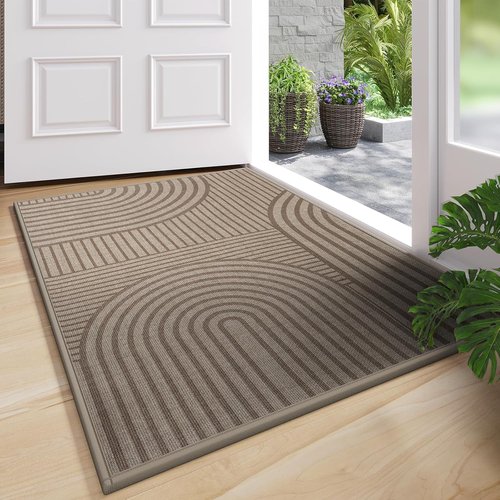 Front Door Mat - Absorbent Non-Slip Indoor Doormat | Easy Clean 17''x30'' Brown