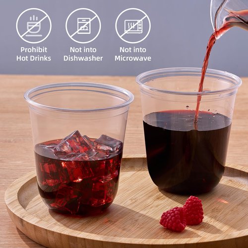 WELLIFE 12 oz Clear Plastic Cups, 200 Pcs Disposable Wine Glasses Stemless Cocktail Punch Cups for Cold Drinking Wedding Party Supplies Birthdays Valentine's Day Easter