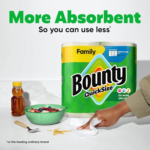 Bounty Paper Towels - Quick Size, Ultra Absorbent, 8 Family Rolls - White