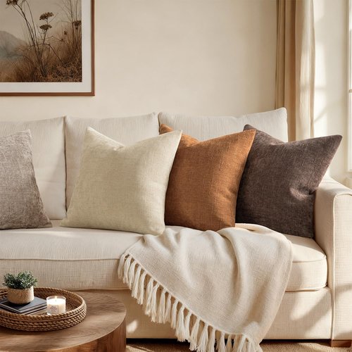 ANRODUO Pack of 2 Decorative Textured Throw Pillow Covers Soft Bronze Euro Square Accent Solid Chenille Cushion Cover Cozy Farmhouse Pillow Case for Couch Sofa Bed Living Room Home Decor 22x22 Inch
