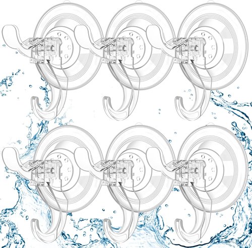 Goabroa Suction Cup Hooks - 6 Pack Clear Reusable Window Hooks for Wreaths & Home Decor | Holds Up to 11 lbs