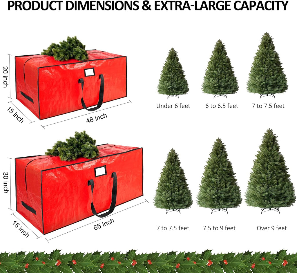 Skiennix Christmas Tree Storage Bag - Waterproof Protection for 7.5 ft Artificial Trees | Durable Handles & Zippers, Red