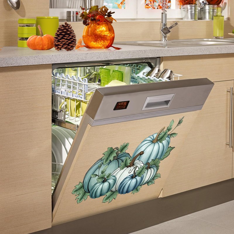 Fall Blue Pumpkin Dishwasher Magnet Cover Kitchen Dishwasher Magnetic Sheet Sticker Autumn Harvest Decorative Refrigerator Magnet for Home Appliance Halloween Thanksgiving Decor 16.5x12.2 in