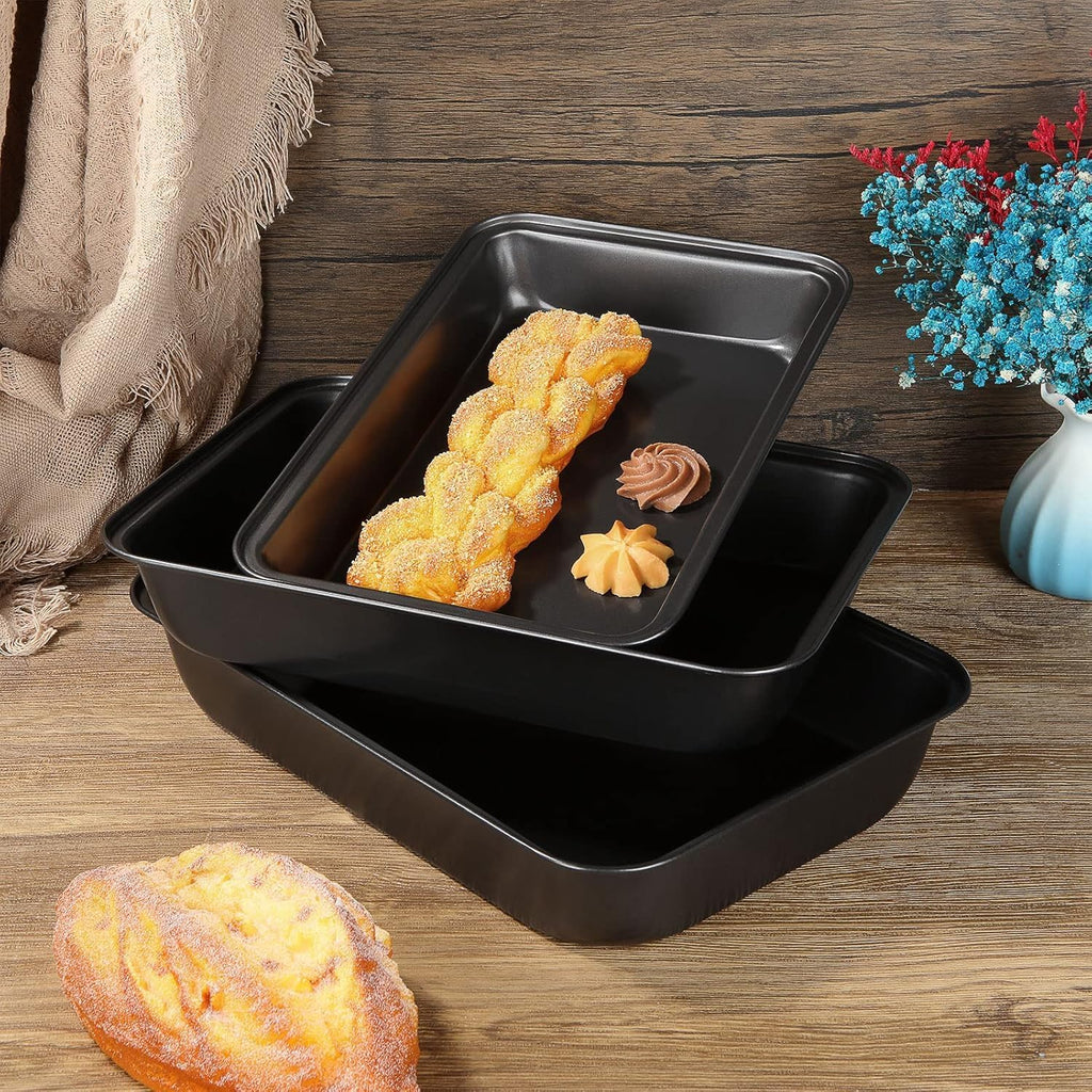 Skiennix Non-Stick Baking Sheets Set of 4 - Durable Carbon Steel Cookie Trays | Dishwasher Safe, Black