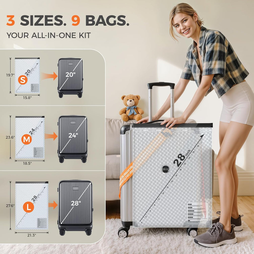 Nicetree Vacuum Storage Bags - 9-Pack with Rechargeable Wireless Pump | 3 Sizes for Clothing & Bedding
