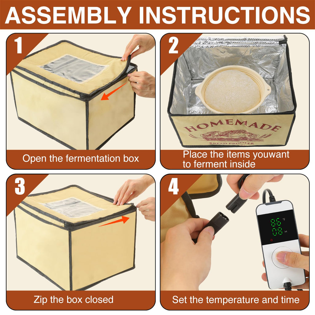 BLUBYEES Bread Proofing Box with Heater for Precise Temperature Fermentation, Folding Zippered Dough Proofer Warming Box for Bread, Pizza, Sourdough, Yogurt and Handmade Soap